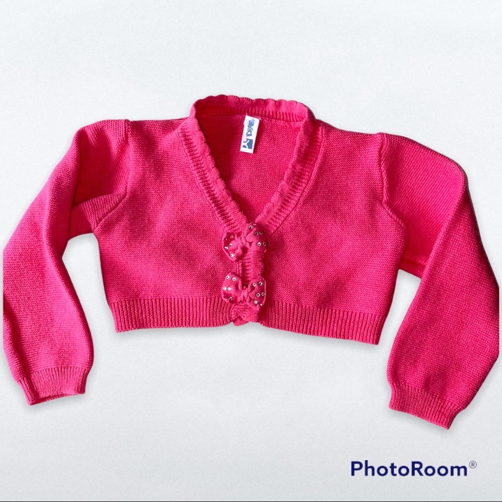 Idexe Baby Girl Hot Pink Baby Bolero Cardigan 100% Cotton Knit Sweater 9 Month